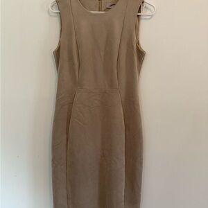 CALVIN KLEIN Suede Elegant Beige Sleeveless Dress Size 6
